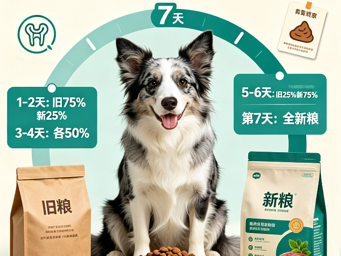 狗狗换粮攻略，七天过渡法让肠胃不闹脾气